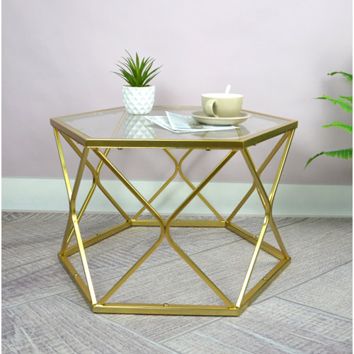 Canora Grey Hexagon Coffee Table With Glass Topgold Wayfair.co.uk